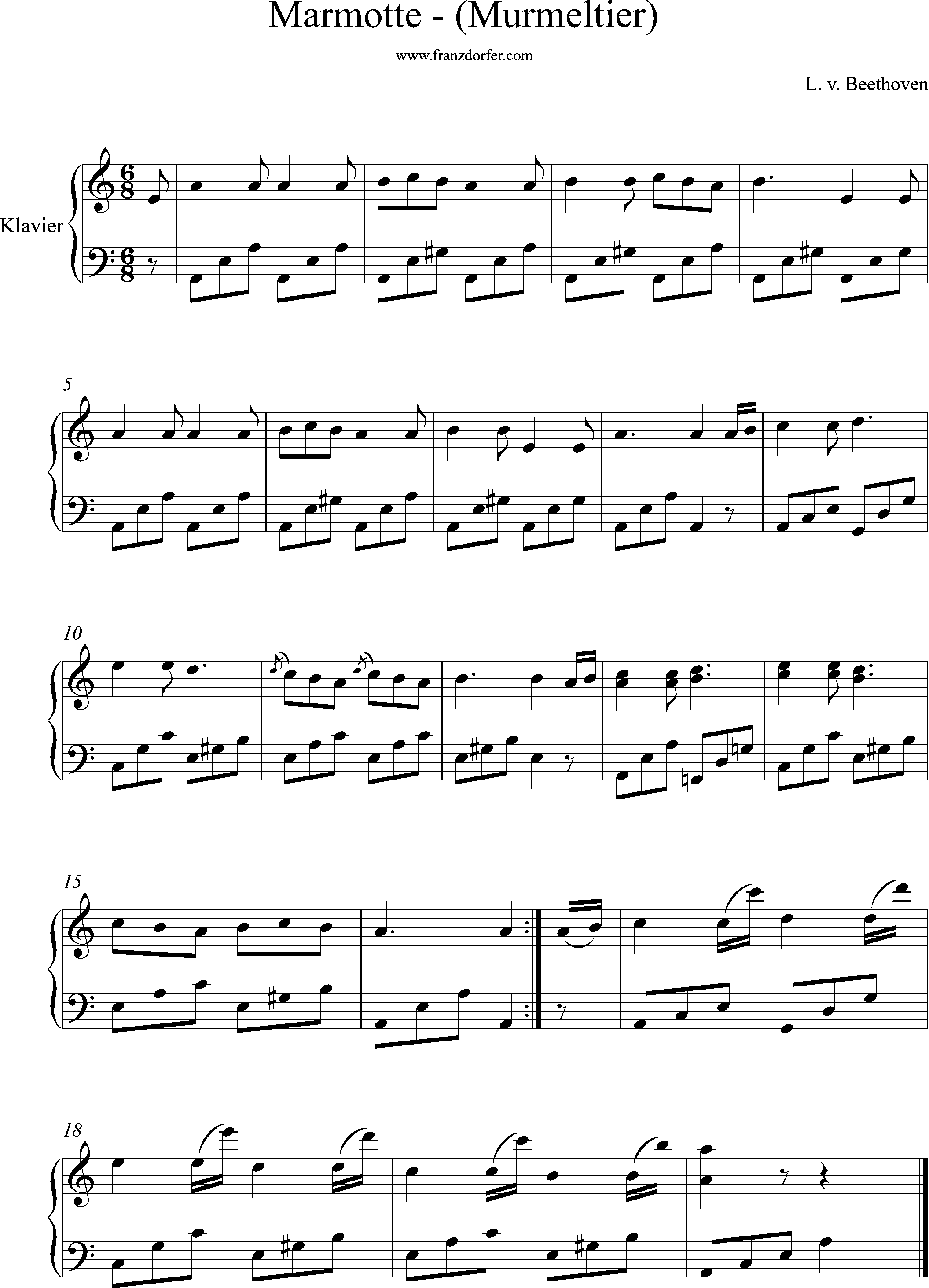 Piano sheetmusic, -Marmoerette, Beethoven